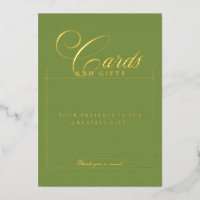 Classic Green Calligraphy Wedding Cards Gifts Sign