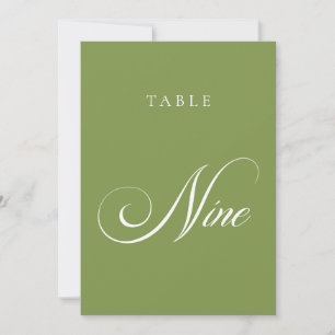 Classic Green Calligraphy Wedding Table Number