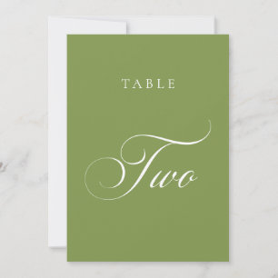Classic Green Calligraphy Wedding Table Number