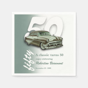 Classic Green Car Turns 50th Birthday Napkin