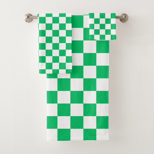 Classic green checkered  bath towel set (Insitu)