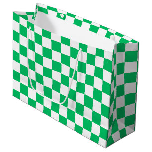 Classic green checkered  large gift bag