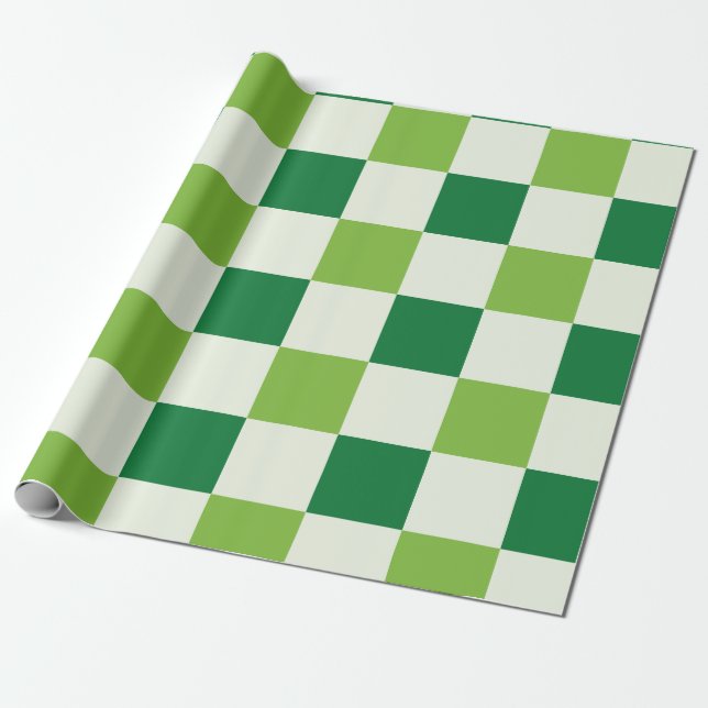 Classic Green Chequerboard Pattern Wrapping Paper (Unrolled)