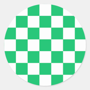 Classic green chequered round sticker