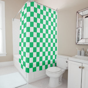 Classic green chequered  shower curtain