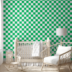 Classic green chequered wallpaper