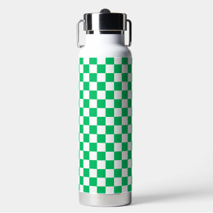 Classic green chequered water bottle