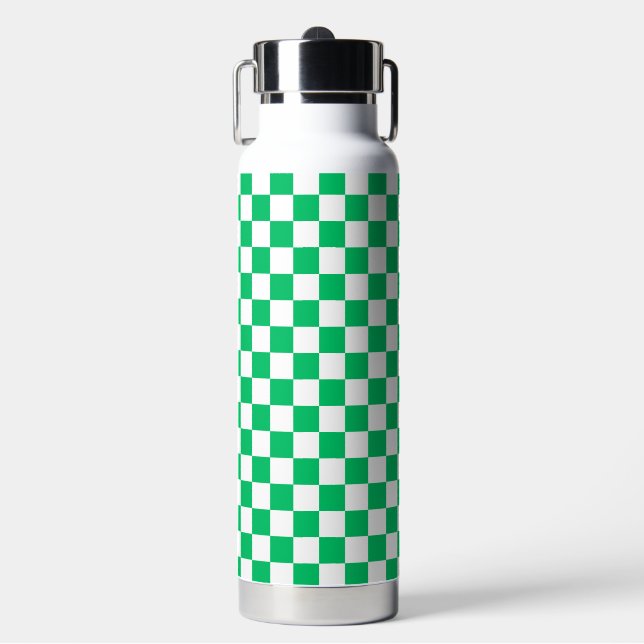 Classic green chequered  water bottle (Front)