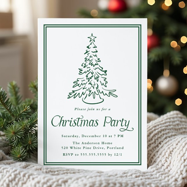 Classic Green Christmas Tree Party Invitation (Creator Uploaded)