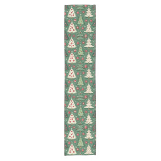 Classic Green Christmas Tree Pattern Holiday Short Table Runner