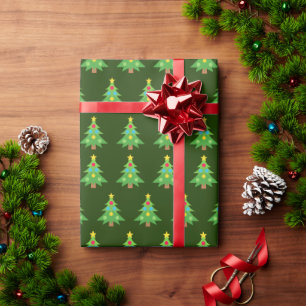 Classic Green Christmas Tree Winter Holiday Gift Wrapping Paper