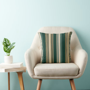 Classic Green & Cream Striped Pattern Cushion