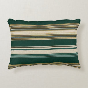 Classic Green & Cream Striped Pattern Decorative Cushion