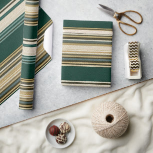 Classic Green & Cream Striped Pattern Wrapping Paper