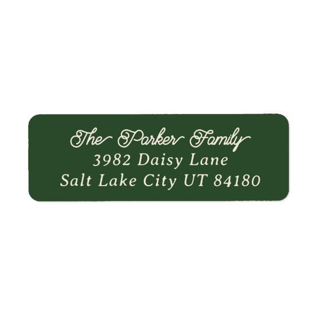 Classic Green & Cream Traditional Return Address Label (Front)