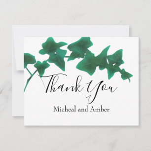 Classic Green English Ivy calligraphy script Thank You Card
