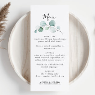 Classic Green Eucalyptus Calligraphy Wedding Menu