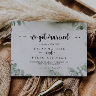 Classic Green Eucalyptus Elopement Announcement