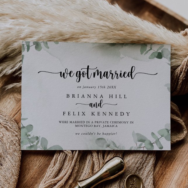 Classic Green Eucalyptus Elopement Announcement (Creator Uploaded)