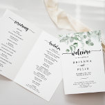 Classic Green Eucalyptus Foliage Folded Wedding  Program<br><div class="desc">This classic green eucalyptus foliage folded wedding program is perfect for a rustic wedding. The design features beautiful watercolor green eucalyptus leaves.

Include a quote or short message,  order of service,  wedding party and thank you message.</div>