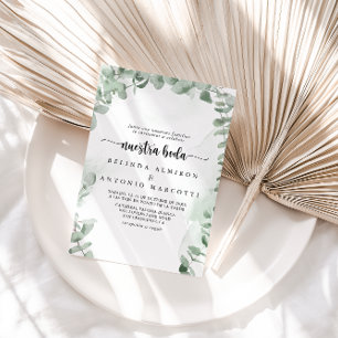 Classic Green Eucalyptus Foliage Nuestra Boda Invitation