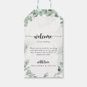 Classic Green Eucalyptus Foliage Wedding Welcome Gift Tags
