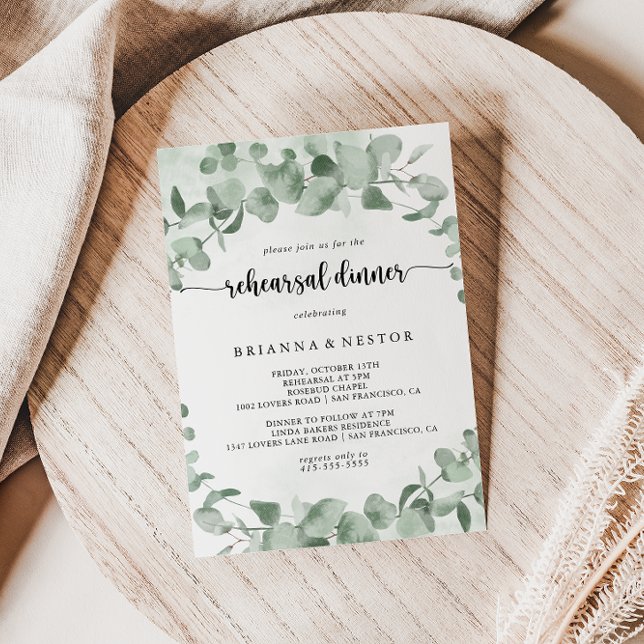 Classic Green Eucalyptus Rehearsal Dinner   Invitation (Creator Uploaded)