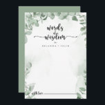 Classic Green Eucalyptus Wedding Words of Wisdom  Advice Card<br><div class="desc">This classic green eucalyptus wedding words of wisdom advice card is perfect for a rustic wedding. The design features beautiful watercolor green eucalyptus leaves. These cards are perfect for a wedding, bridal shower, baby shower, graduation party & more. Personalise the cards with the names of the bride and groom, parents-to-be...</div>
