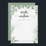 Classic Green Eucalyptus Wedding Words of Wisdom  Advice Card<br><div class="desc">This classic green eucalyptus wedding words of wisdom advice card is perfect for a rustic wedding. The design features beautiful watercolor green eucalyptus leaves. These cards are perfect for a wedding, bridal shower, baby shower, graduation party & more. Personalise the cards with the names of the bride and groom, parents-to-be...</div>