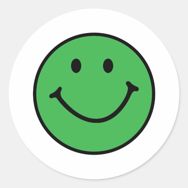 classic green face round sticker (Front)