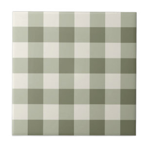 Classic Green Farmhouse Gingham Style Ceramic Tile