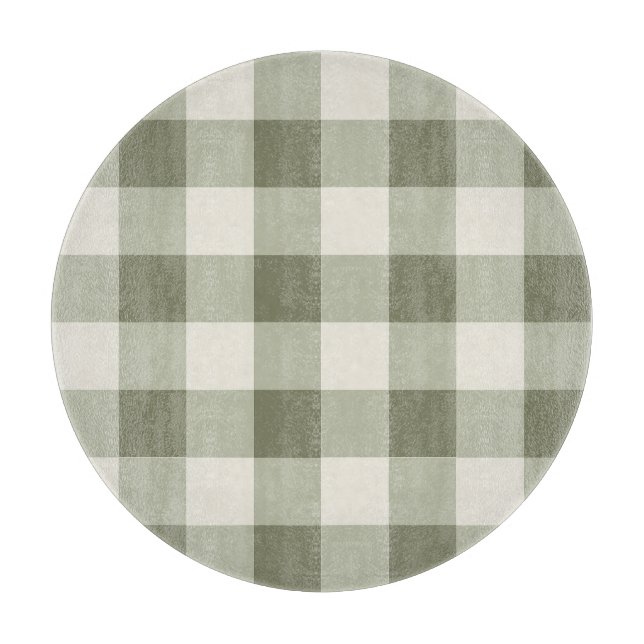 Classic Green Farmhouse Gingham Style Cutting Board (Front)