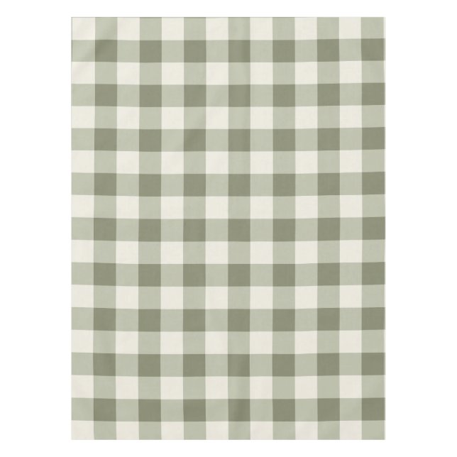 Classic Green Farmhouse Gingham Style Tablecloth (Front)