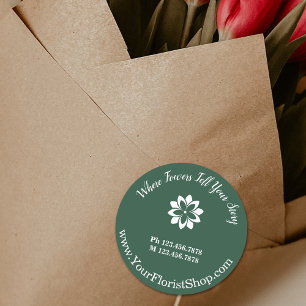 Classic Green Florist Shop Round Product Labels