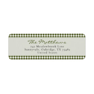 Classic Green Gingham Christmas Family Return Return Address Label