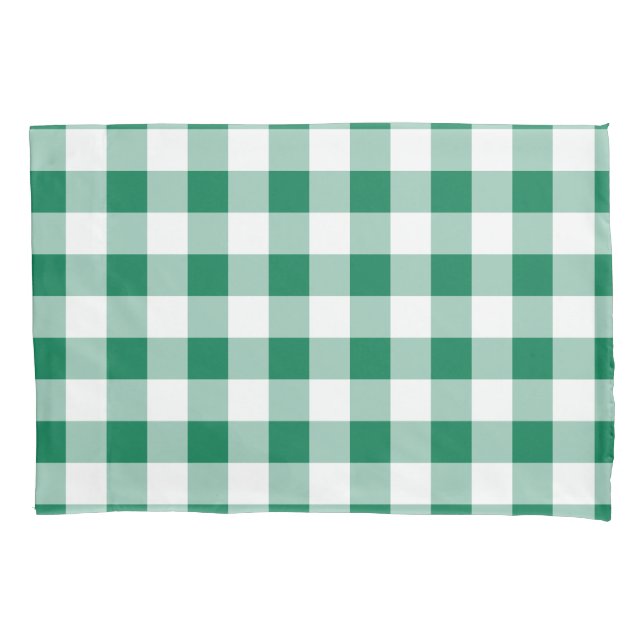 Classic Green Gingham Seamless Pattern Pillowcase (Front)