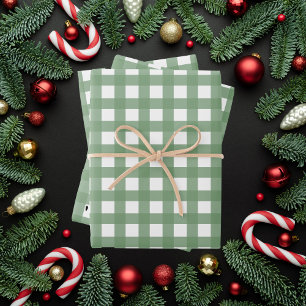 Classic Green Gingham Wrapping Paper Sheet