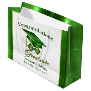 Classic Green Gold Personalised Graduation Large Gift Bag