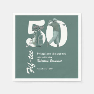 Classic Green Golf Bag Clubs 50th Birthday Napkin