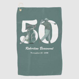 Classic Green Golf Bag Clubs 50th Birthday Towel