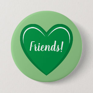 Classic Green Heart Design with Friends Text 7.5 Cm Round Badge