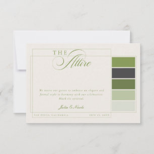 Classic Green Ivory Calligraphy Formal Attire Code Invitation