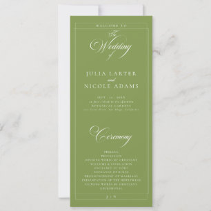 Classic Green Ivory Calligraphy Wedding Program