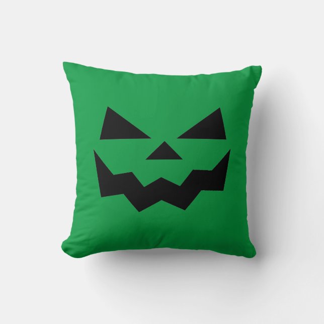 Classic Green Jack-o-lantern pumpkin smile  Cushion (Front)