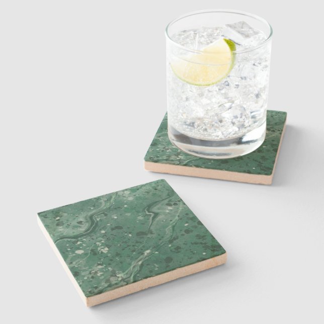 Classic Green Marble Print Coaster (Side)