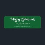 Classic Green Merry Christmas Return Address Return Address Label<br><div class="desc">Celebrate the season with this unique, classic green Merry Christmas return address label featuring a touch of vintage charm. The minimalist design showcases an elegant green colour palette, evoking the cosy spirit of winter. Its modern and fun appeal, paired with the traditional wording, creates a perfect balance between boldness and...</div>