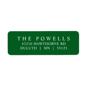 Classic Green Minimalist Return Address  Label