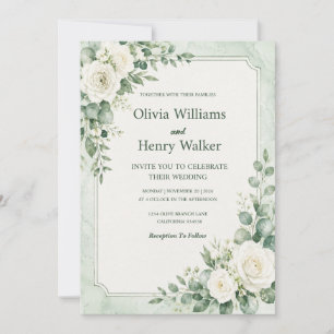 Classic Green Mint Wedding Invitation