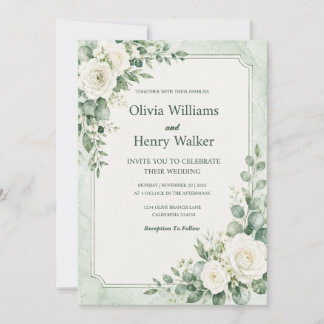Classic Green Mint Wedding Invitation