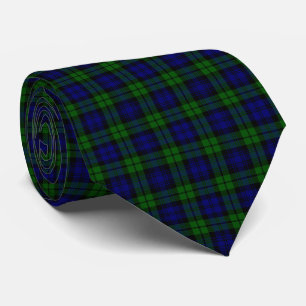 Classic Green & Navy Blackwatch Tartan Plaid Tie